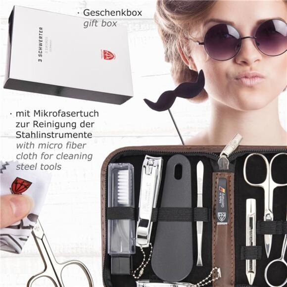 3 Swords Germany - brand quality 10 piece manicure pedicure grooming kit set - Picture 6 of 7